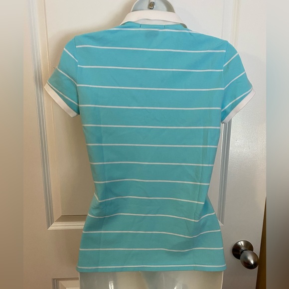 Ralph Lauren Sport Polo Shirt Top Womenswear Blue White Size Small - Picture 4 of 9